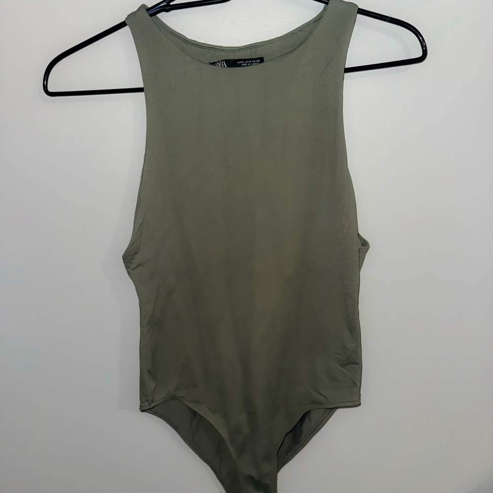 Zara Olive Green Sleeveless Bodysuit